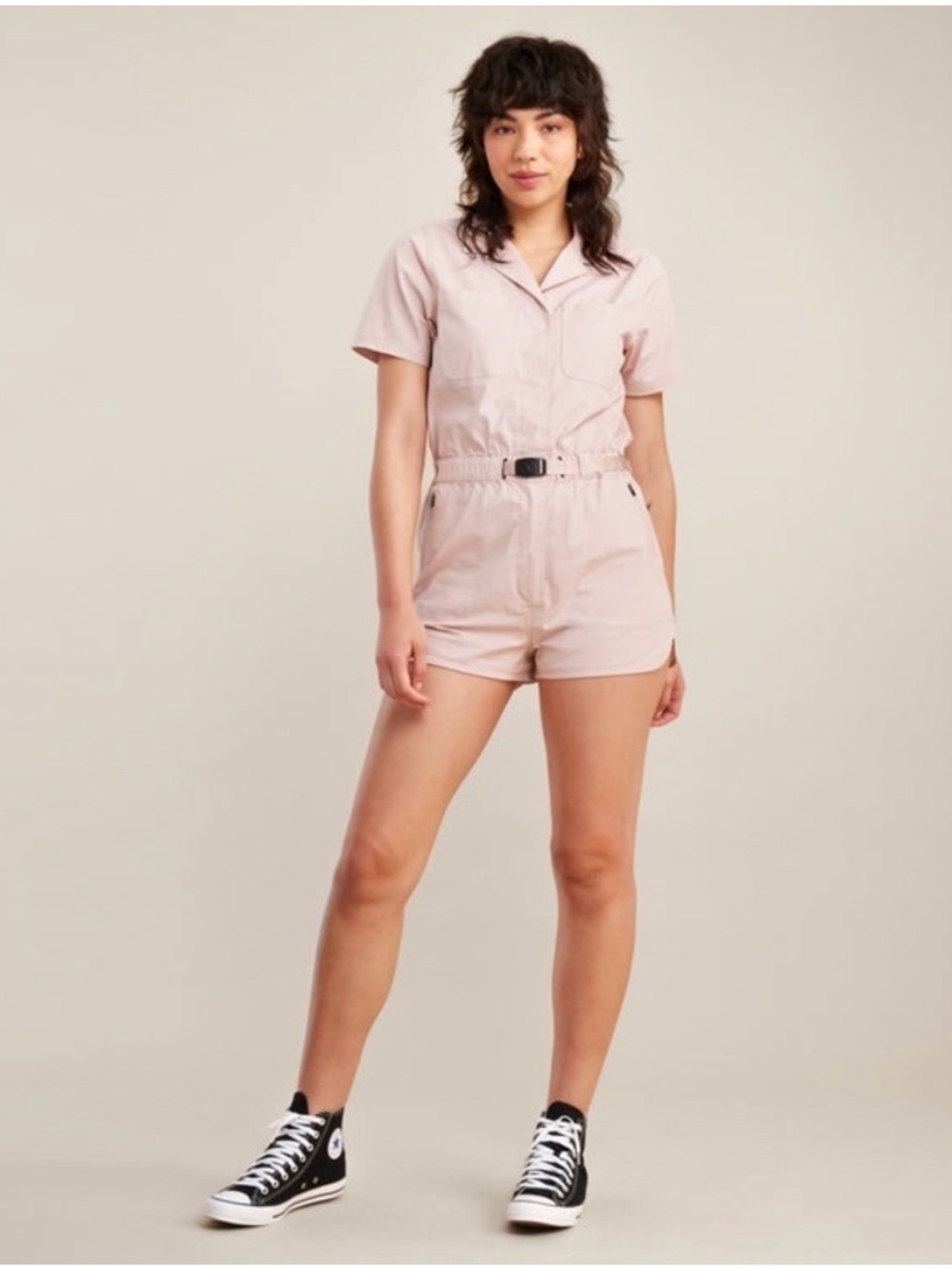 Roark Blush Pink Short Sleeve Utility Romper